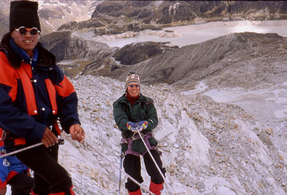 Am Seil ber Gletscher und Spalten