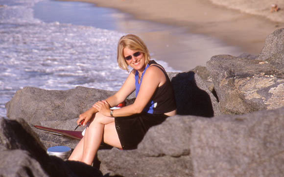 Berit am Strand an Weihnachten